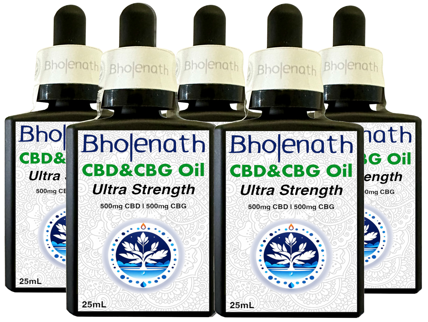 Bholenath Hemp CBD & CBG Oil Ultra Strength 5-Pack 25mL Bottles